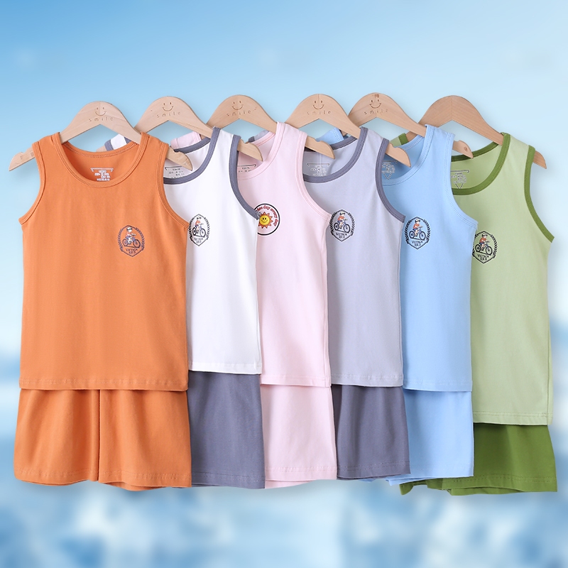 LFKids Teenagers Summer Vest Set 120-180cm Cotton Boys Girls Loungewear Sets