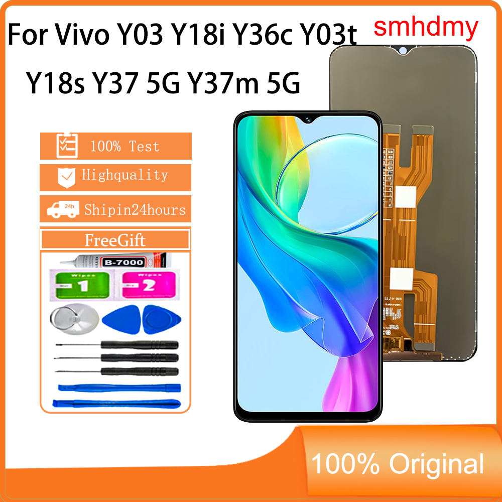 Smhdmy สําหรับ Vivo Y03 Y18i Y36c Y03t Y18s Y37 5G Y37m 5G จอแสดงผล LCD หน้าจอสัมผัสเปลี่ยน