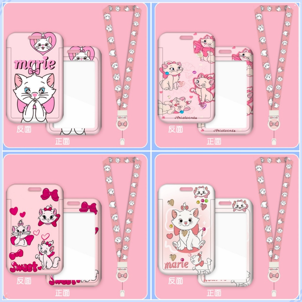 ป้ายชื่อการ์ตูน Mary Cat Bus Card Badge Work Card Holder HD Pattern Lanyard #FT34