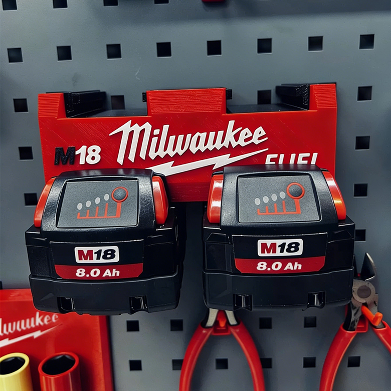 Milwaukee M18 4 ที่แขวนแบตเตอรี่แนวตั้งผนังสกรูยึดที่เก็บแบตเตอรี่หยิบขึ้นแนวนอน