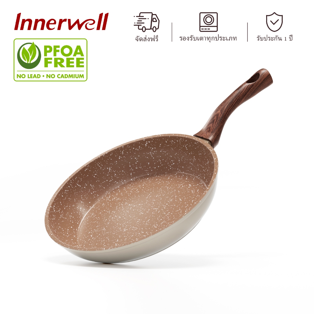 Innerwell 20/24/28ซม. กะทะ หินไมฟานไม่ติด เครื่องใช้ในครัวเรือน ก้นแบน ไม่ติด ทำความสะอาดง่าย  เหมาะกับเตาทุกประเภท