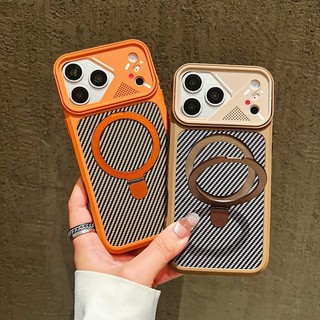 หรูหราคาร์บอนไฟเบอร์ลาย ข-แหวน วงเล็บวงกลมเคสโทรศัพท์แม่เหล็กเหมาะสําหรับ ไอโฟน 11 12 13 14 15 16 17 มือโปร สูงสุด รวมทุกอย่างฝาครอบซิลิโคนป้องกันการตก
