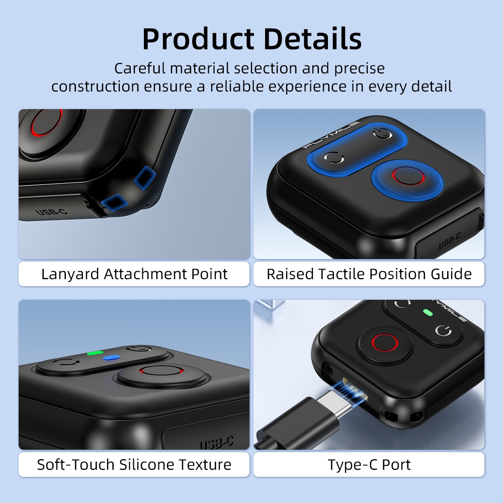 Flymile รีโมทคอนโทรลบลูทูธ,สําหรับ Insta360 ACE Pro 2/X5/Go 3S/DJI Action 6 & iPhone อุปกรณ์เสริม ราคา ถูกที่สุด ดีลบีเคเค แกลเลอรีภาพที่ 9