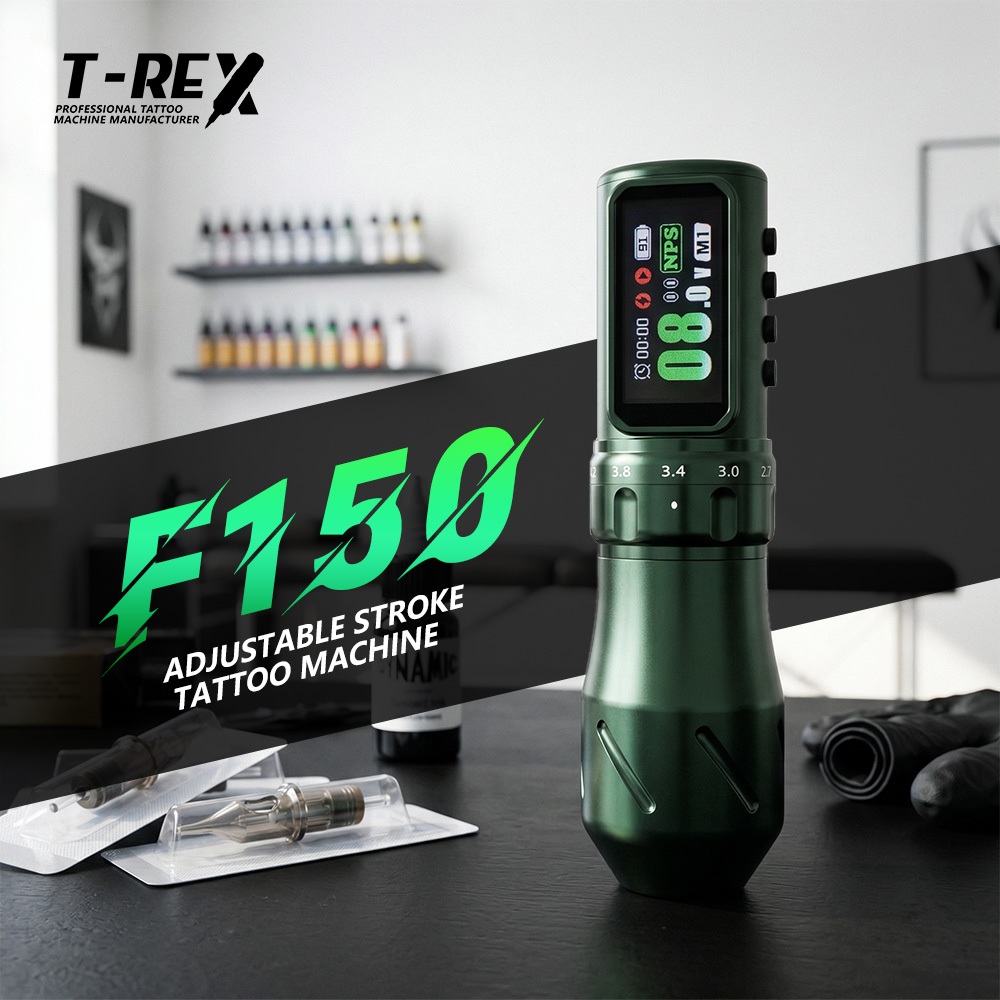 T-Rex F150 เครื่องสักไร้สายปรับจังหวะ 2.3-4.5 มม.มอเตอร์ Coreless สําหรับสักแต่งหน้า