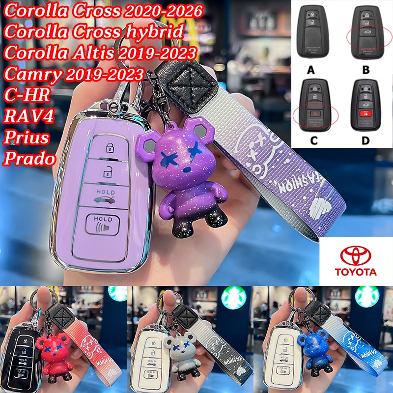 ฝาครอบกุญแจรถโตโยต้า Corolla Cross 2025 2026 Atis 2019-2023 Camry 2020 CHR Prado RAV4 Prius เคสกุญแจรีโมท Corolla Cross พวงกุญแจรถไฮบริด