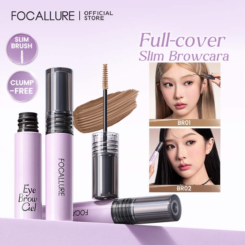 FOCALLURE Full-Cover Slim Browcara คิ้วมาสคาร่า Clump-Free Soft Matte Brows ฝาครอบสีคิ้วธรรมชาติ Slim แปรงกันน้ํา Sweatproof Transferproof Smudgeproof 24 H Lasting