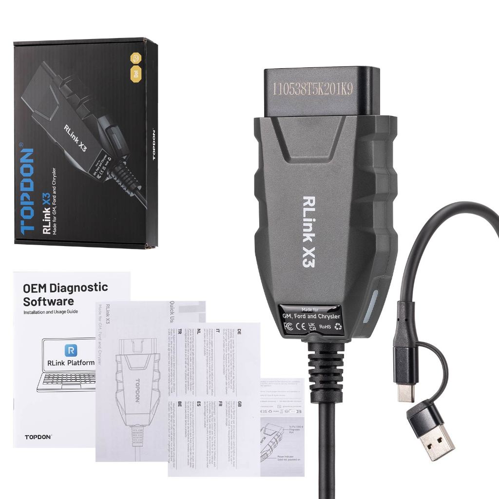 2026 TOPDON Rlink X3 OBD2 อะแดปเตอร์ TOPDON RLink X3 J2534 โปรแกรมเมอร์ Pass-thru สําหรับ US ยานพาหน