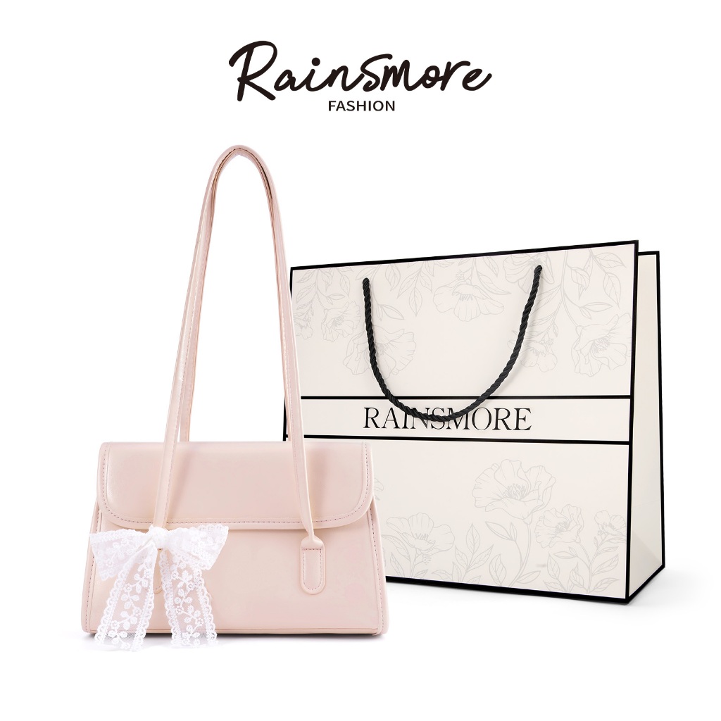 RAINSMORE-2025 กระเป๋าถือสีทึบใหม่ สำหรับสุภาพสตรี แบบ crossbody แนวแฟชั่น ออกแบบด้วยโบว์