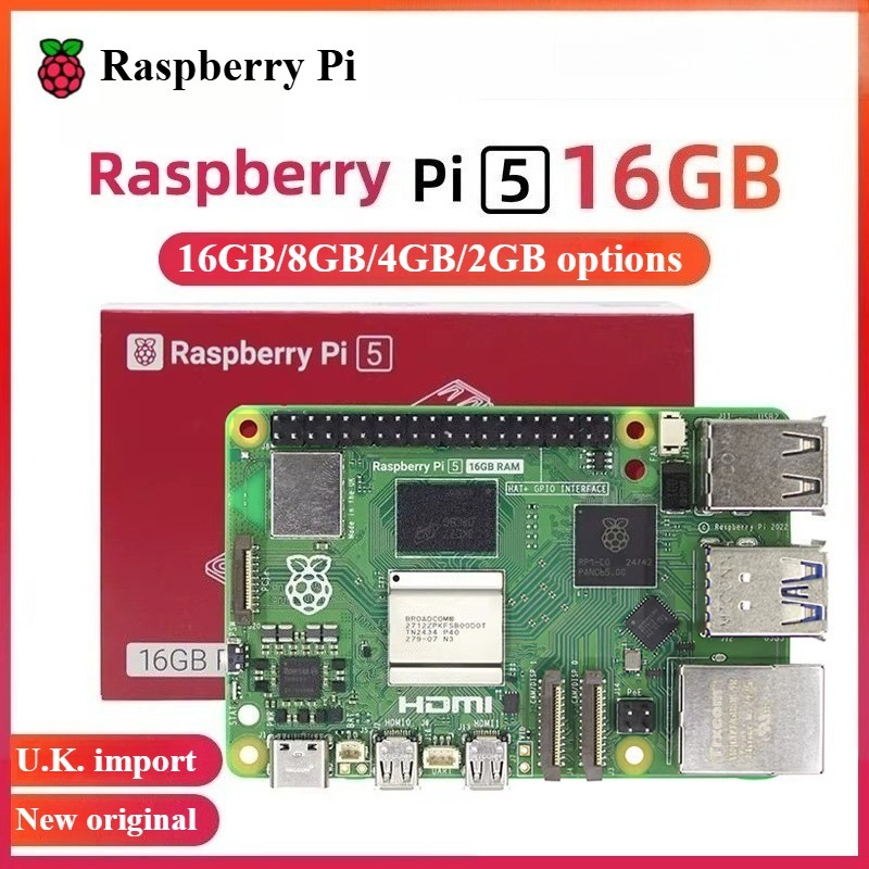 Raspberry Pi 5th Generation 5B/4B บอร์ดพัฒนา Raspberry Pi 5 2G/4G/8G/16GB เมนบอร์ด Python การเขียนโป