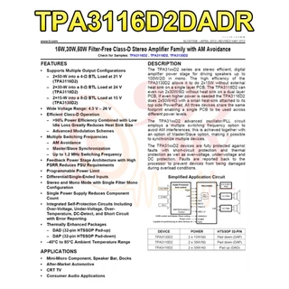 999DIY ชิปเพาเวอร์แอมป์เสียง IC TPA3255/TDA7498E/TPA3116/TPA3221 ชิพแท้ แอมป์จิ๋ว tb21/502t/ht21 ชิ้นส่วนอะไหล่ อะไหล่บลูทูธdiy