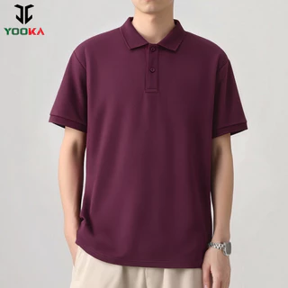 YOOKA เสื้อยืดโปโลสีทึบแขนสั้นผู้ชายขนาด: S-2XL, ทรงเข้ารูป, คอปกโปโล, สไตล์ธุรกิจ, ติดกระดุม, วัสดุผ้าลินิน, ระบายอากาศได้, มี 10 สี