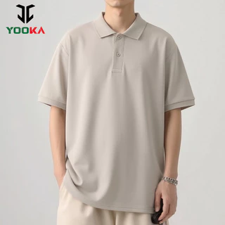 YOOKA เสื้อยืดโปโลสีทึบแขนสั้นผู้ชายขนาด: S-2XL, ทรงเข้ารูป, คอปกโปโล, สไตล์ธุรกิจ, ติดกระดุม, วัสดุผ้าลินิน, ระบายอากาศได้, มี 10 สี