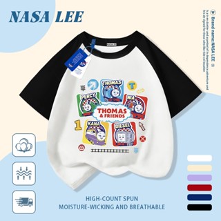 🔥เทรนด์ฮอตปี 2026🔥 เสื้อยืดเด็ก NASA ลายรถไฟโธมัส 100% ผ้าฝ้…