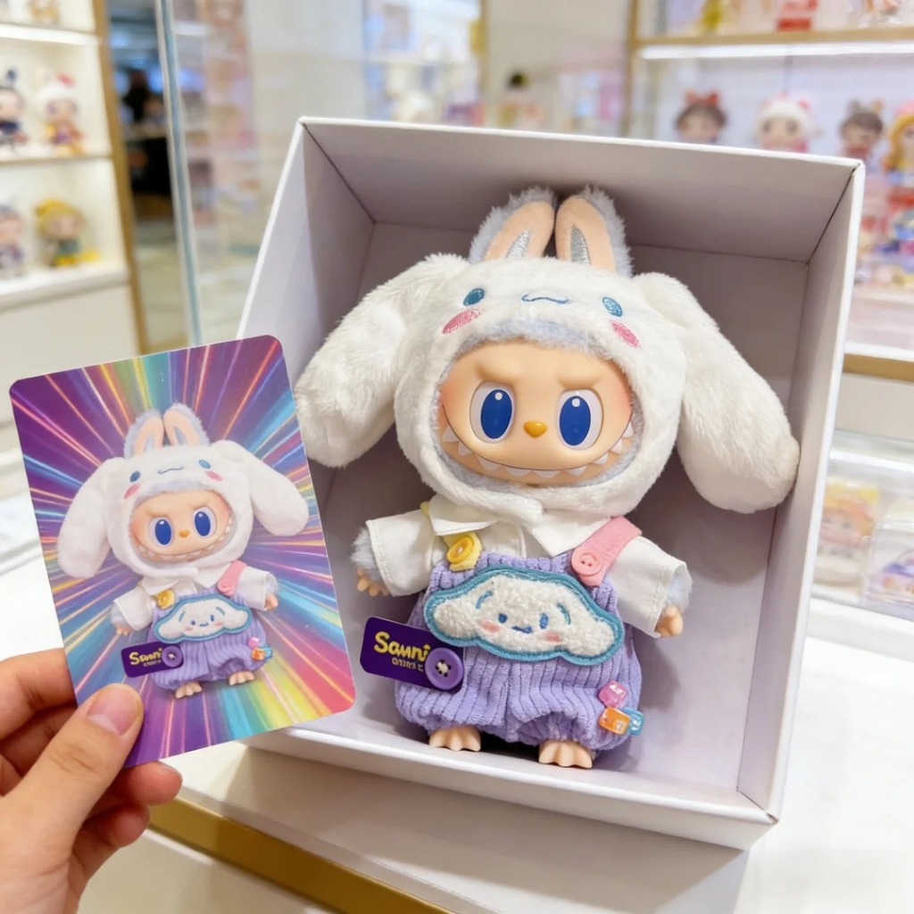 (เฉพาะเสื้อผ้า) น่ารัก Kuromi ตุ๊กตาเสื้อผ้า Fit 15-18 ซม.ตุ๊กตาผ้าฝ้าย Sanrio Cinnamoroll Hello Kitty Overalls Dress Up ชุด