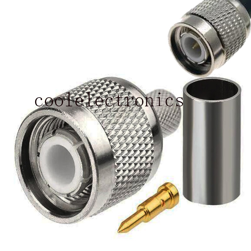 5pcs TNC ชาย Crimp Connector สําหรับ RG8X RG-8X LMR240 50-4 Coaxial Coax Cable อะแดปเตอร์ตรงเชื่อมต่