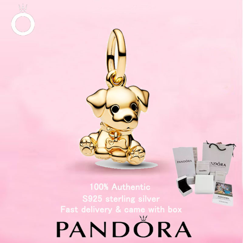 (348)ใหม่ PANDORA เครื่องประดับชุบทองของขวัญวันวาเลนไทน์ Top Choice Labrador Puppy Dog Dangle Charm