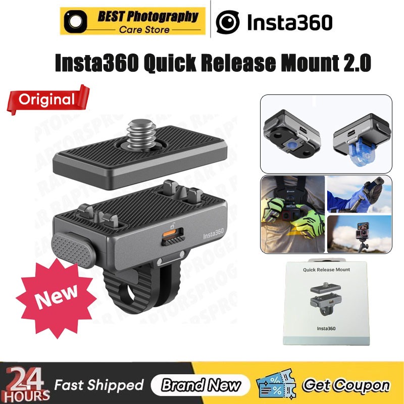 【 กรุงเทพฯ】Original Insta360 Quick Release Mount 2.0 ฐานแม่เหล็กที่มองไม่เห็นวงเล็บ Folable ฐานสําหรับ X6/X5/X4 Air/X4/X3/Ace Pro 2 อุปกรณ์เสริม
