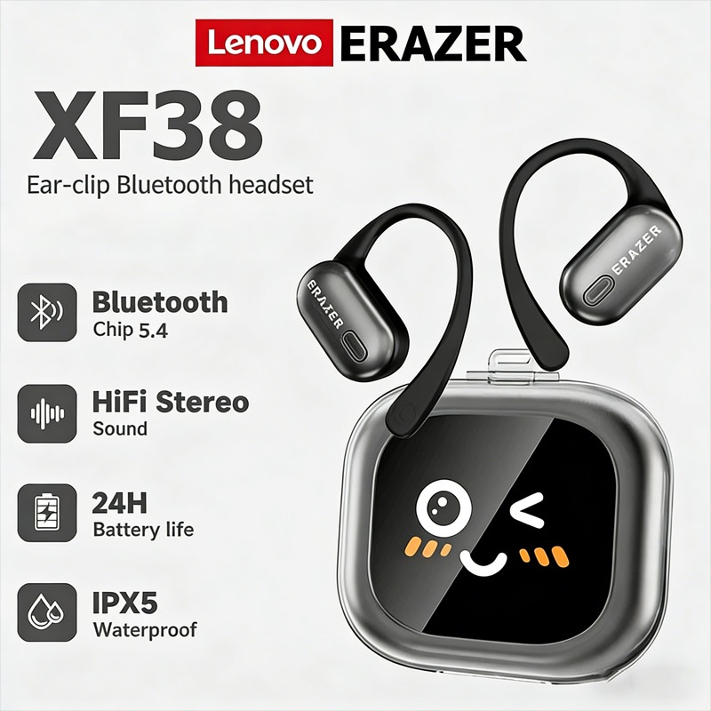 Lenovo ERAZER XF38 LED สมาร์ทหูฟังหน้าจอสัมผัส AI การแปลแบบเรียลไทม์หูฟังไร้สาย IPX7 กันน้ําHIFIคุณภ