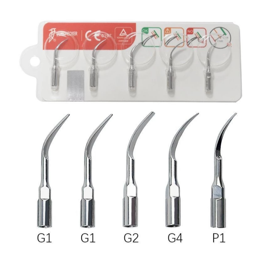 5 ชิ้นนกหัวขวานทันตกรรม Ultrasonic Scaler เคล็ดลับ G1/G2/G4/P1 Ultrasonic Scaling Tip