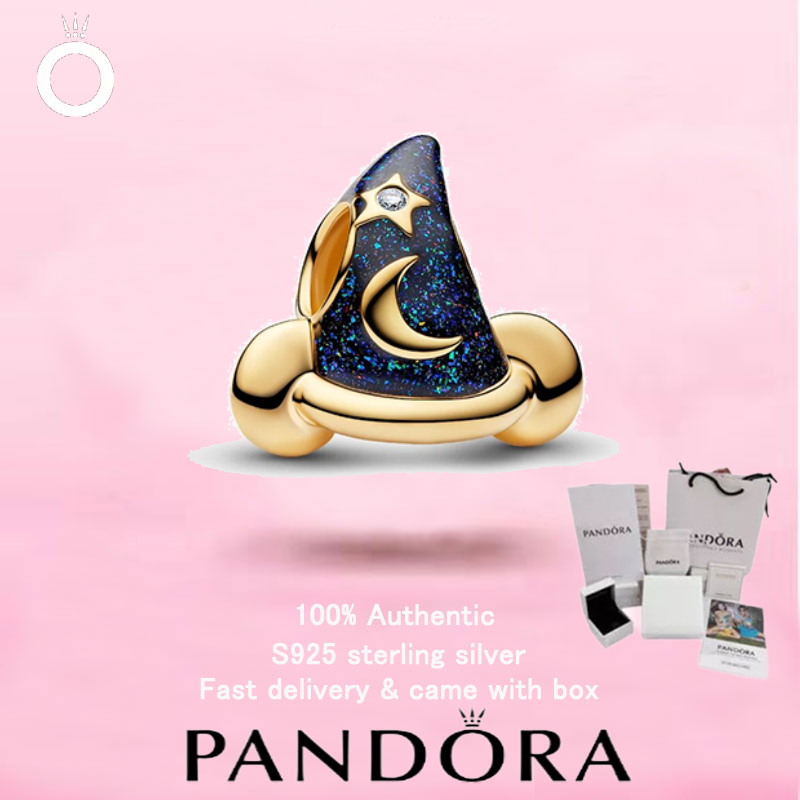 (364)New PANDORA เครื่องประดับชุบทองของขวัญวันวาเลนไทน์ Top Choice Mickey Mouse Sorcerers Hat Charm