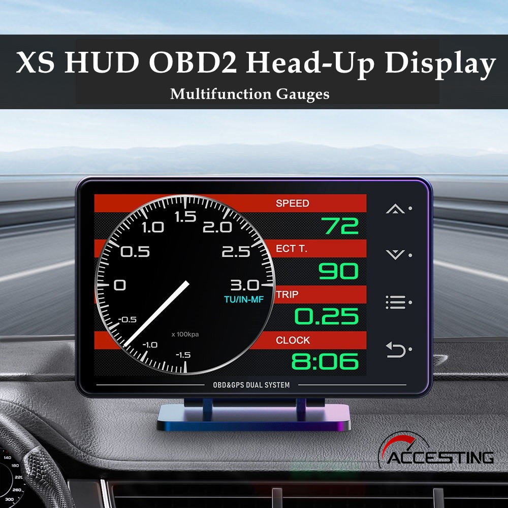 XS HUD OBD2 Head-Up Display, มัลติฟังก์ชั่นดิจิตอลวัด Cluster Speedometer, อุปกรณ์เสริม HUD รถยนต์