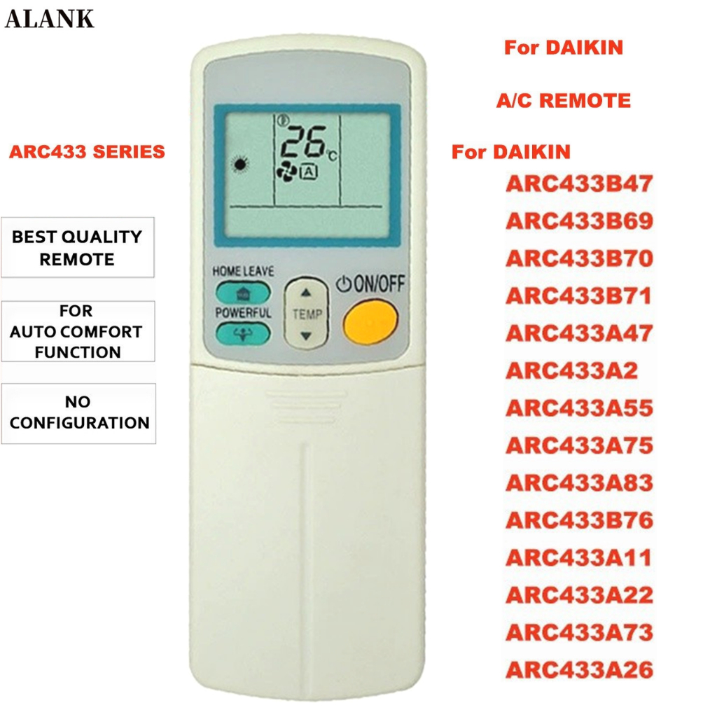 ALANK เปลี่ยน (Daikin) รีโมทคอนโทรลเครื่องปรับอากาศ ARC433, ARC433A1, ARC433B47, ARC433A6