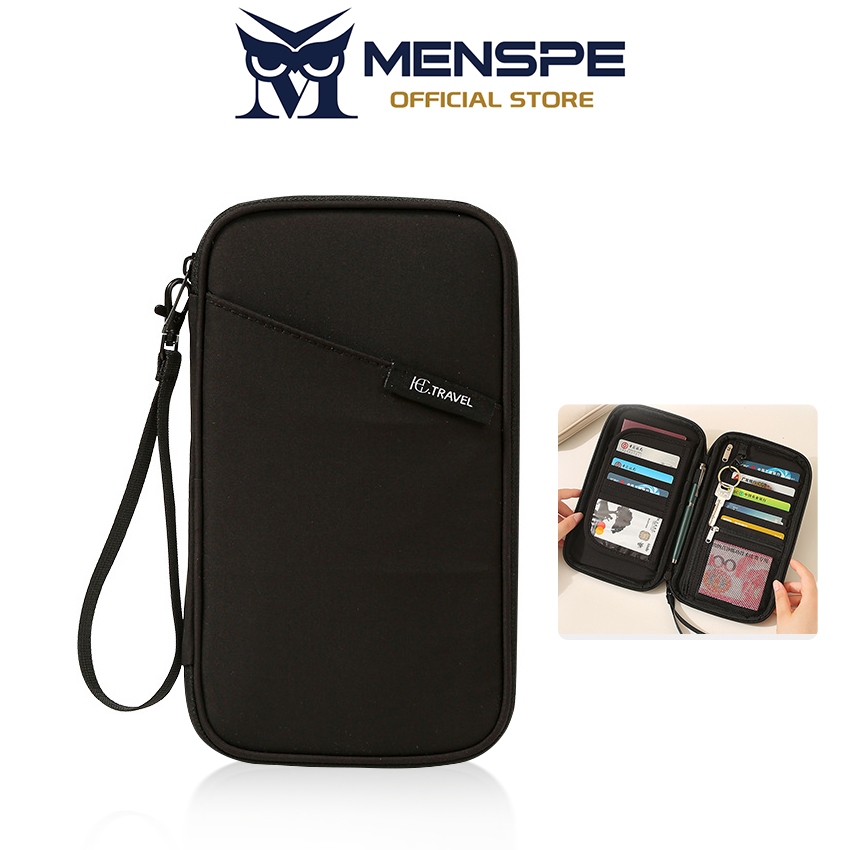 MENSPE กระเป๋าสตางค์ใบยาวผู้ชาย Unisex ผ้า Oxford มัลติฟังก์ชั่นความจุขนาดใหญ่ ID กระเป๋าผู้ถือหนังสือเดินทางผู้ถือตั๋ว