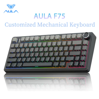AULA F75 Mechanical Keyboard คีย์บอร์ดเล่นเกม แบบใช้สาย 75% 80 คีย์ RGBแป้นพิมพ์เครื่องกล บลูทูธ 2.4G