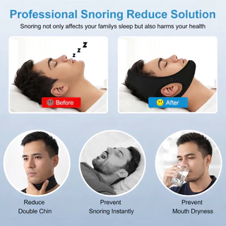 Anti Snoring Chin Strap สําหรับ Sleep – สายรัดขากรรไกรแบบปรับได้หยุดกรน Sleep Support สําหรับผู้ชายผู้หญิง