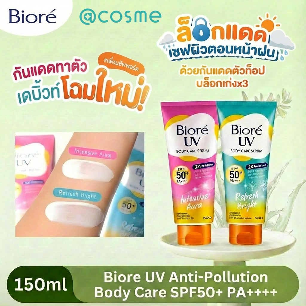【COSME Store】บิโอเร ยูวี บอดี้แคร์เซรั่ม 150มล. ครีมกันแดดทาตัว Biore UV Anti-Pollution Body Care Se