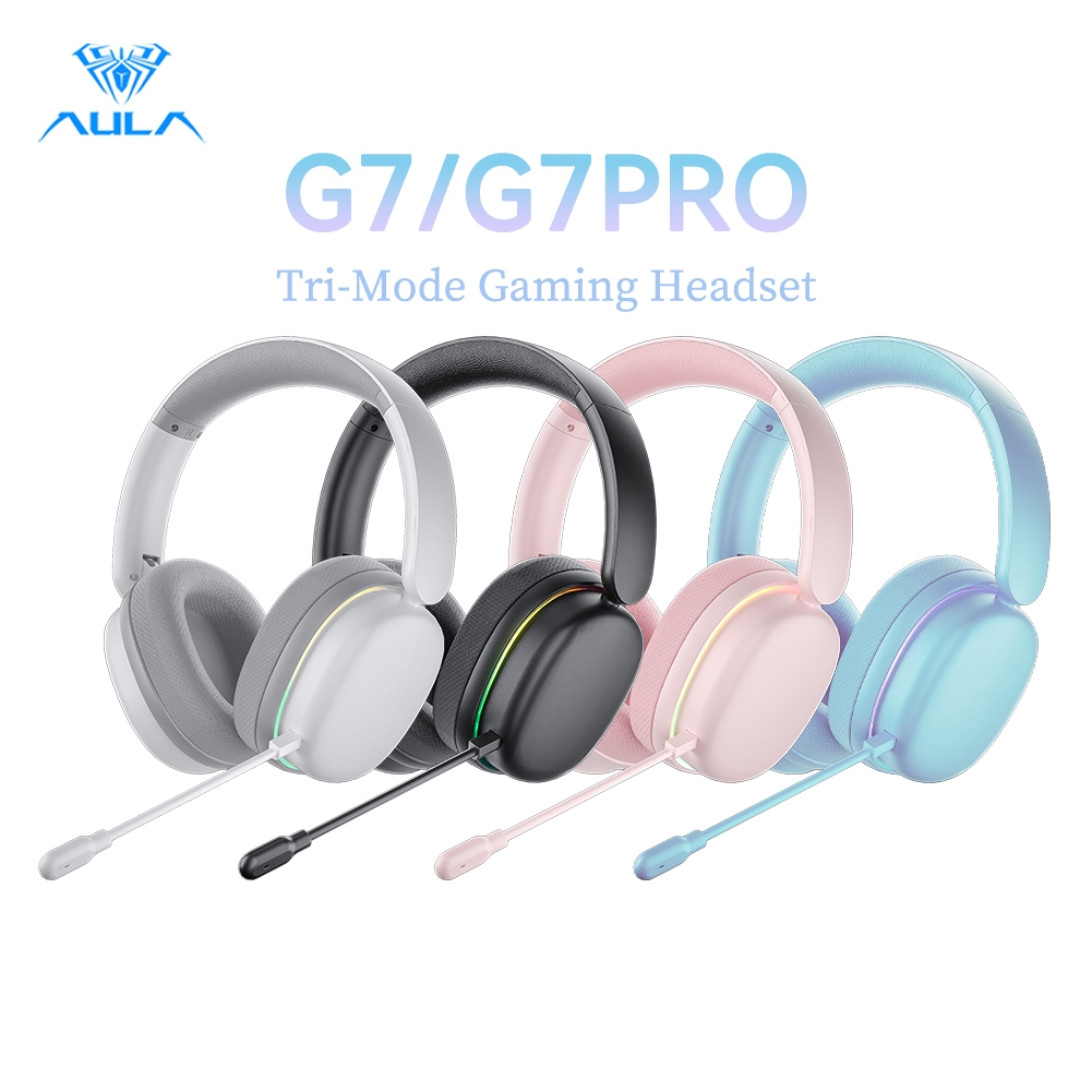 AULA G7/G7PRO ชุดหูฟังสําหรับเล่นเกมไร้สาย 7.1 เสียงรอบทิศทาง AI Noise-Cancel Mic E-sports ชุดหูฟัง