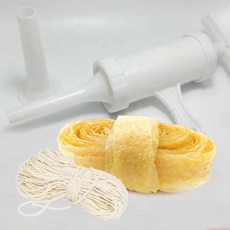 Home Manual Sausage Stuffer Kit 5M 38 มม.กว้าง 25 มม.เส้นผ่านศูนย์กลางคอลลาเจนปลอกโฮมเมดอาหารเช้าไส้