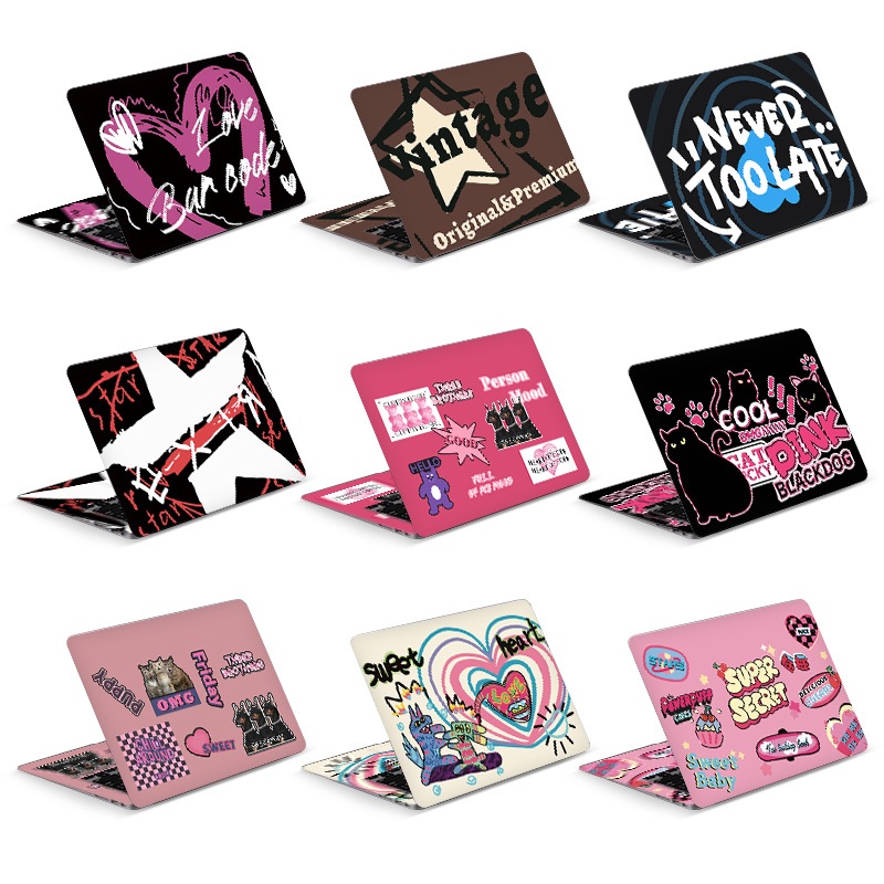 2pcsRetro American Style Love แล็ปท็อปผิว PVC สองด้านแล็ปท็อปผิวสําหรับ 11/12/13/14/15/17 นิ้วไม่ Cropped แล็ปท็อปสติกเกอร์