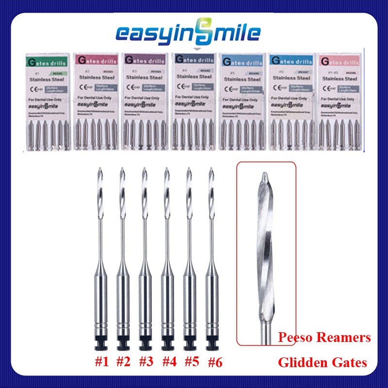 6 ชิ้น/แพ็คทันตกรรม Endo Pleos Reamer/Glidden Gates เจาะเกลียว Burs Root Canal 1 2 3 4 5 6 1- 6 Easy
