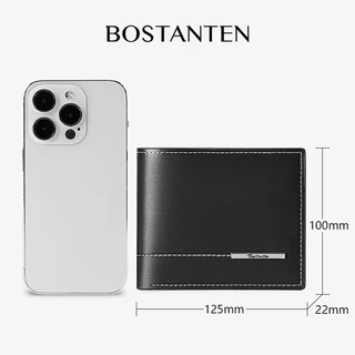 BOSTANTEN Arc กระเป๋าสตางค์ผู้ชาย หนัง PU ดีไซน์เรียบหรู ตะเข็บขาวตัด พรีเมียม เหมาะทุกการใช้งาน