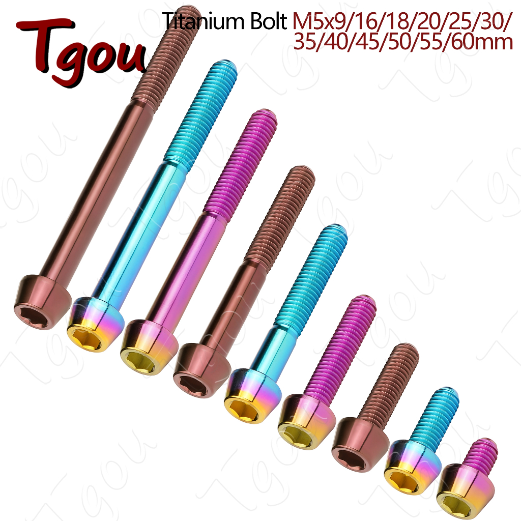 Tgou ไทเทเนียม Bolt M5 x 9 16 18 20 25 30 35 40 45 50 55 60 มม. Hex Taper หัวสกรูสําหรับจักรยาน Stem Seatpost