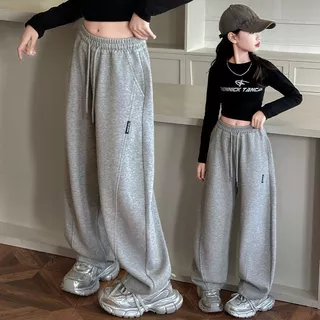กางเกงเด็กผู้หญิง กางเกงขากว้าง Pants for Kids Girls เอวสูง เอวยางยืด เวอร์ชั่นเกาหลี แฟชั่น 130-160cm