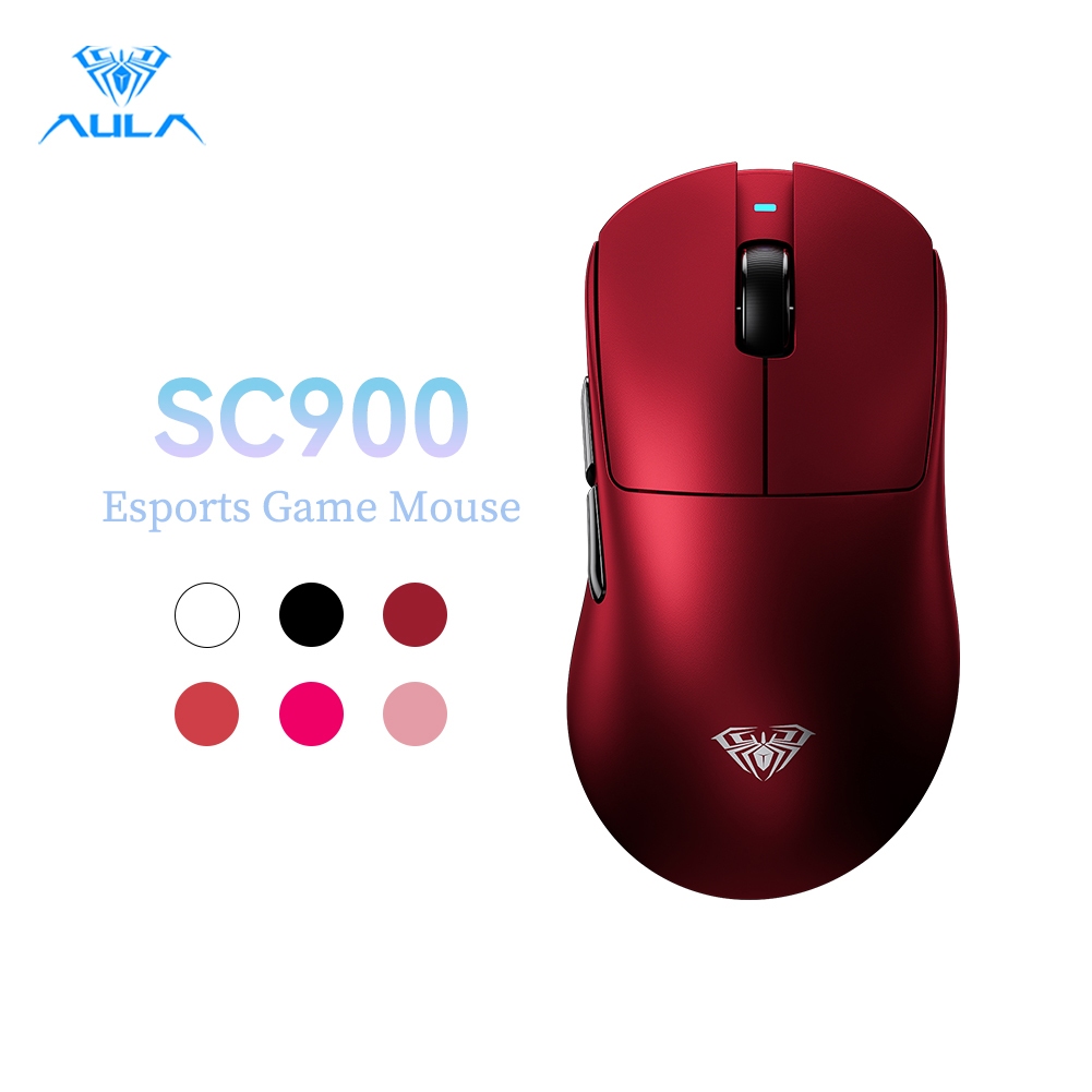 AULA SC900 เมาส์ไร้สายน้ําหนักเบา Esports Tri-Mode 6 ระดับ DPI ปรับเมาส์แบตเตอรี่ที่ถอดออกได้