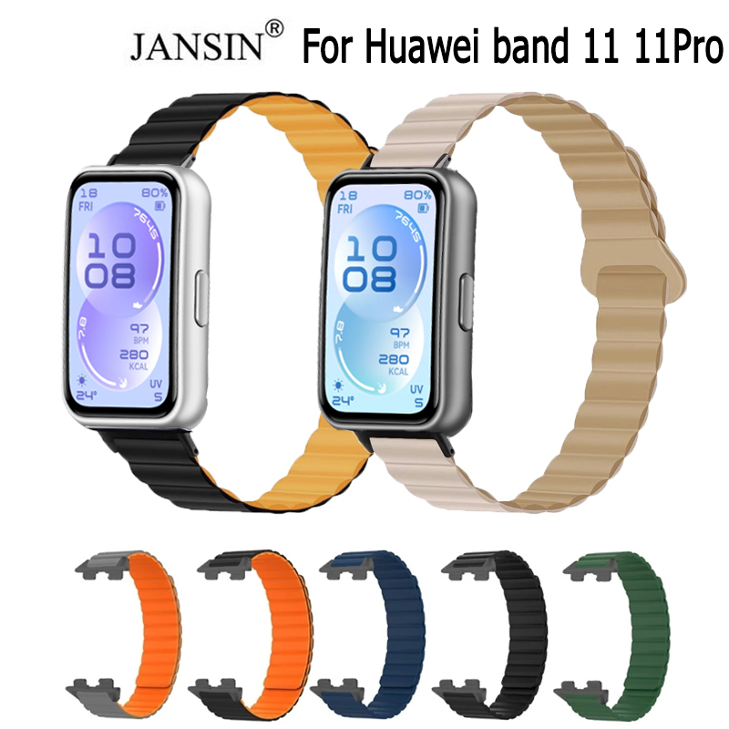 สายนาฬิกาข้อมือซิลิโคน แม่เหล็ก แบบเปลี่ยน สําหรับ Huawei Band 11 11Pro band 9 8