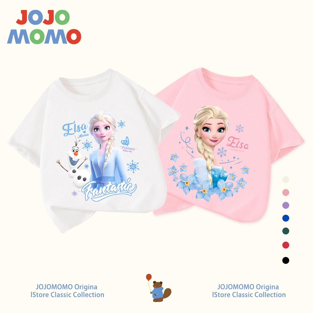 【ส่งในวันเดียวกัน】เสื้อยืด เสื้อยืดเด็ก เสื้อยืดเด็กผู้หญิง ลายเจ้าหญิงน่ารัก ผ้าฝ้าย 100% ใส่สบาย ระบายอากาศดี สำหรับ 1-13 ปี