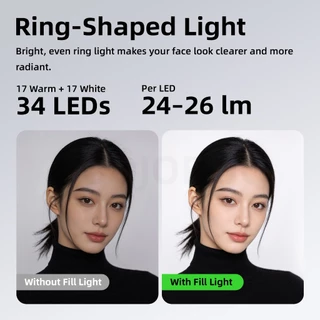 GOOJODOQ Selfie Light 9 โหมดแสง 5H อายุการใช้งานแบตเตอรี่ 15 มม. Ultra-Slim 3 ระดับความสว่าง
