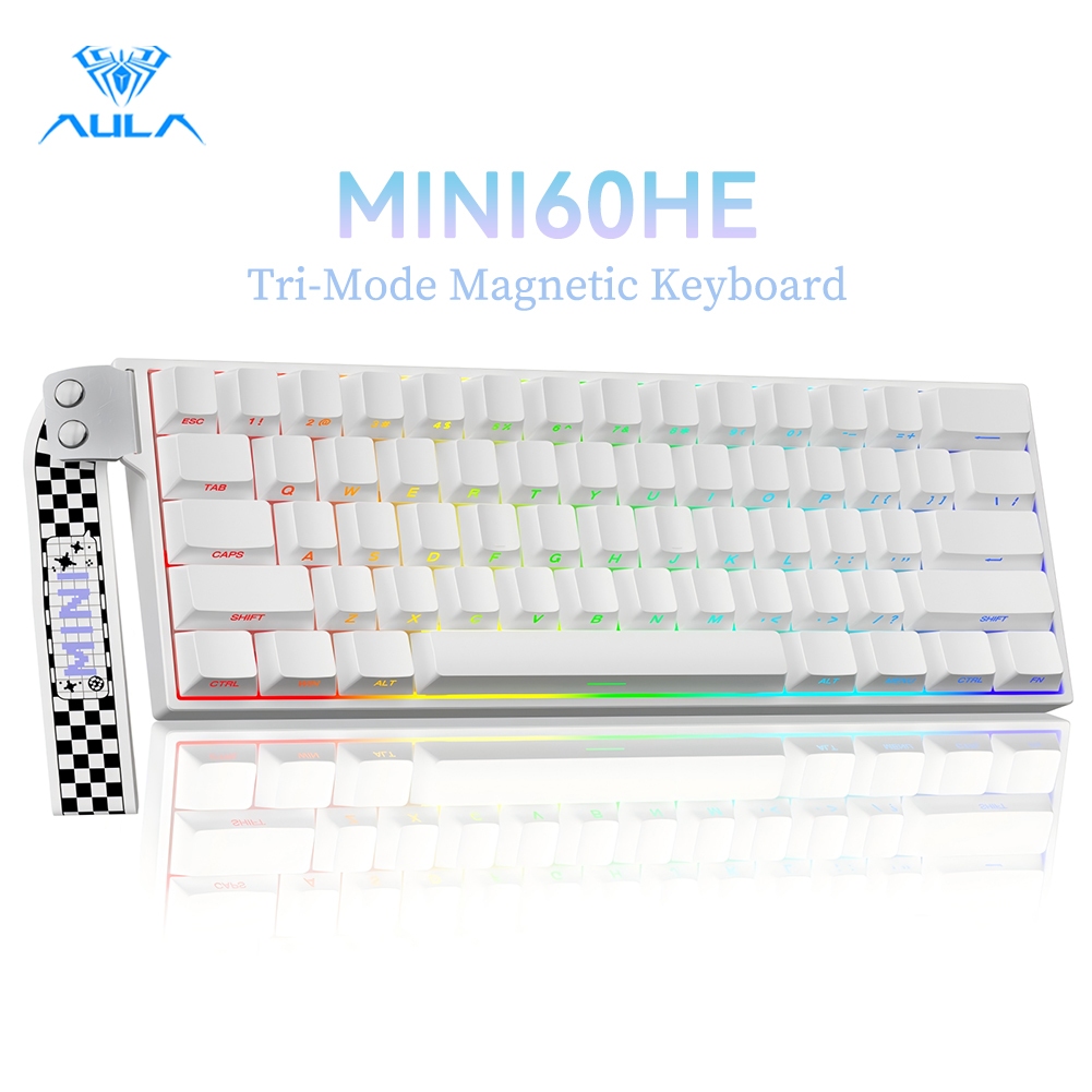 AULA MINI60HE คีย์บอร์ดแม่เหล็ก 61 คีย์แบบมีสาย/2.4G/บลูทูธ RGB 0.01 มม. RT เวลาแฝงต่ําคีย์บอร์ดเกมกล