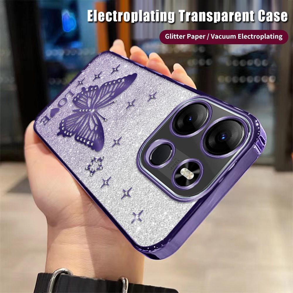 2 in 1 Glitter Rhinestone เคสโทรศัพท์สําหรับ Tecno Spark Go 2023/Pop 7 Pro/Pop 7/BF7/BF7n/BF7h พร้อม