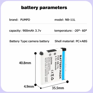 PUMPD NB-11L แบตเตอรี่กล้องเหมาะสําหรับ Canon IXUS125 145 155 240 245 265 A4000 IS HS ที่ชาร์จกล้อง