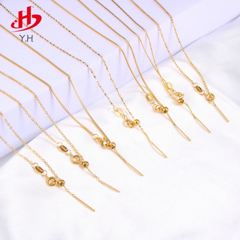 ⭐Y.H⭐ 316L DIY โซ่สแตนเลสปรับได้อเนกประสงค์ โซ่สแตนเลสรูเข็ม 18K ใช้ได้กับสร้อยคอผู้หญิง