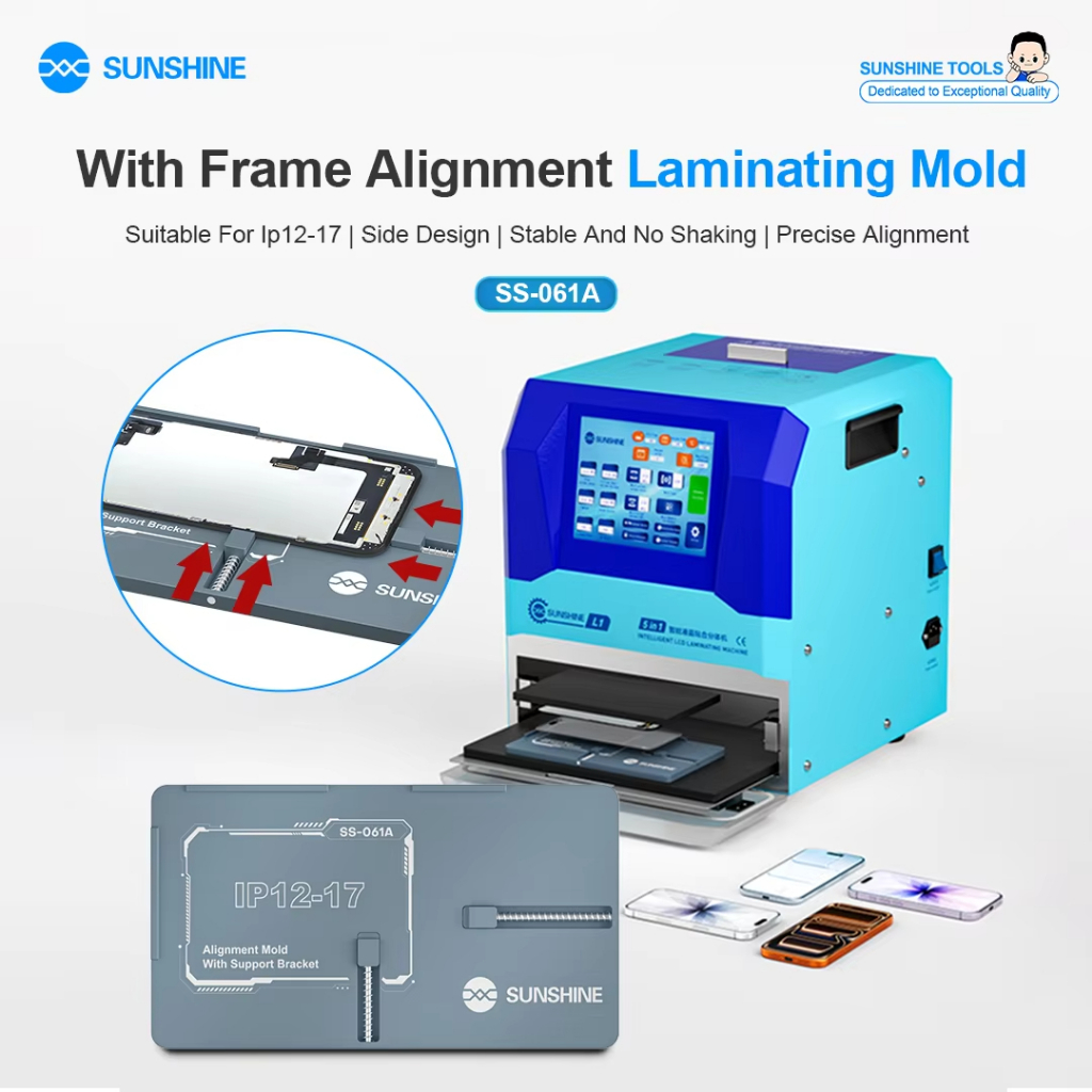 SUNSHINE SS-061A แบบบูรณาการ Bonding Mold ตําแหน่งที่ถูกต้องสําหรับ iPhone 12-17 series หน้าจอ OCA แ