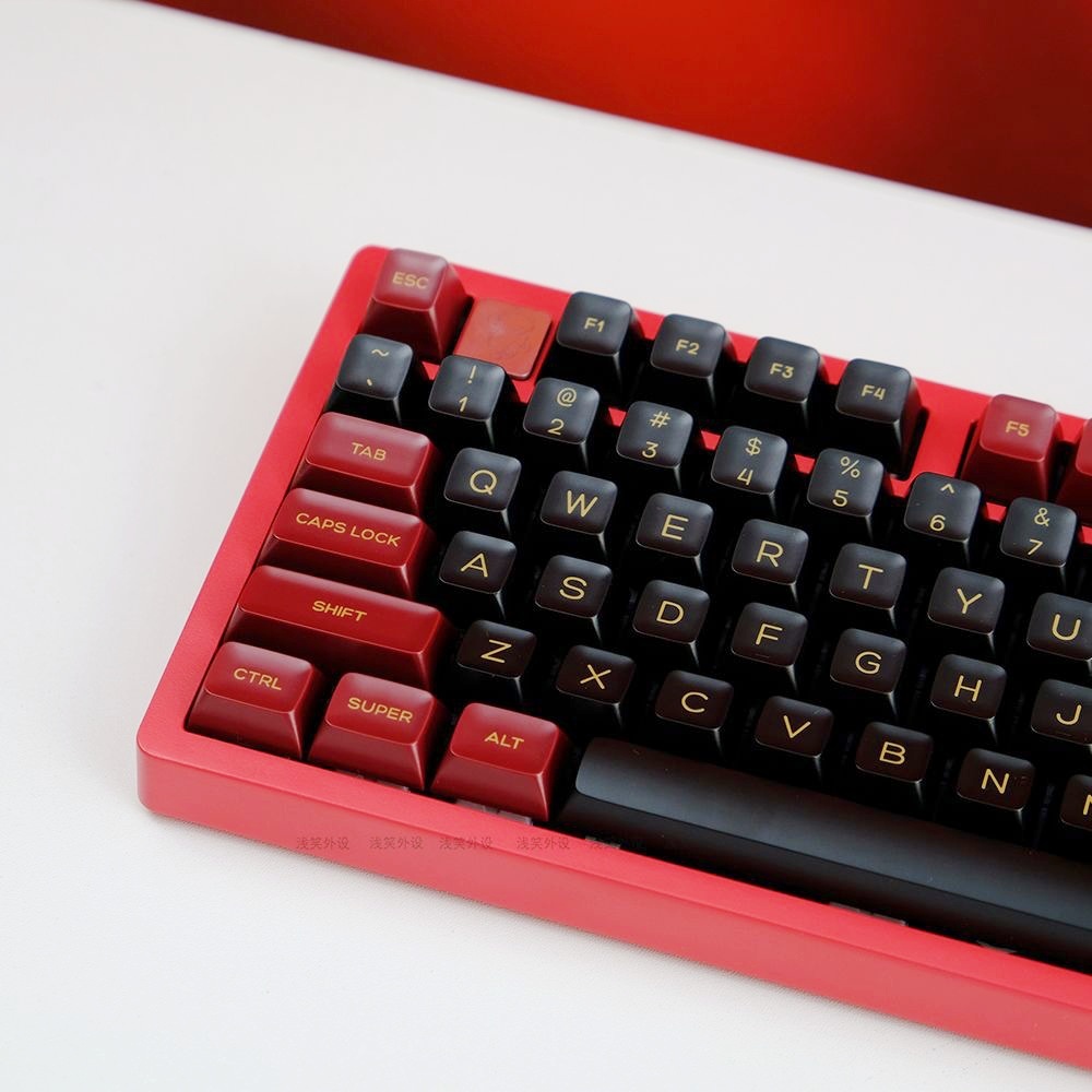 Smile Red Samurai Keycaps 142-Key Ultra ชุด PBT Double-Shot SA Profile คีย์บอร์ด DIY ใช้งานร่วมกับ G