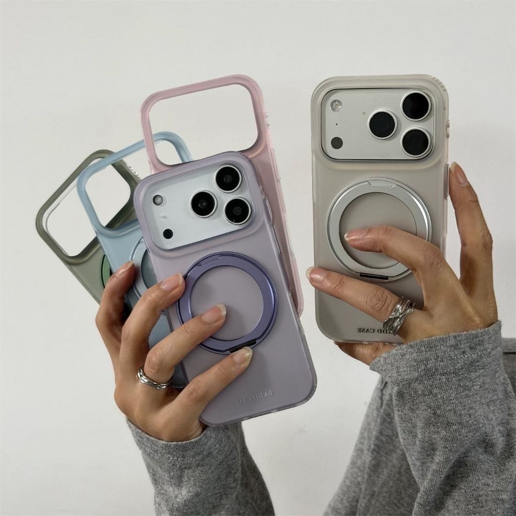 【Rotatable bracket/Matte IMD hard case/Light Purple】เคส compatible for iPhone 13 14 15 16 17 pro max case