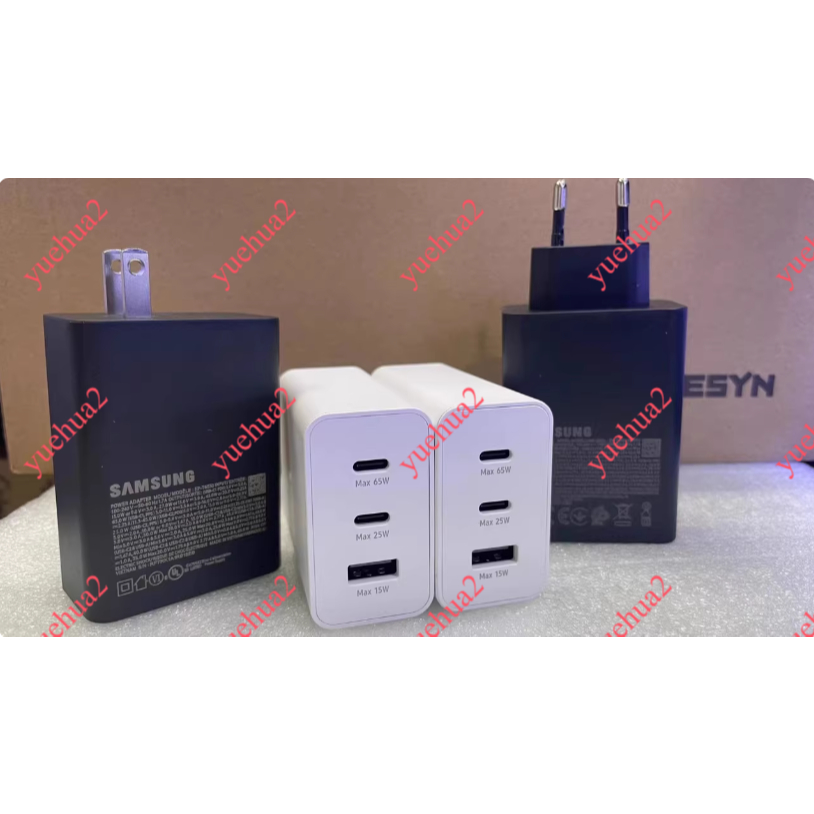 เหมาะสําหรับ Samsung 65W เครื่องชาร์จมาตรฐานยุโรป 2C1A พอร์ต S24 S23+S22U S22+zflip3 fold4 flip4 W24