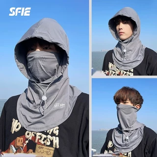 ปิดหน้ากันแดดสําหรับผู้ชายและผู้หญิงคลุมเต็มหน้าผ้าไหมน้ําแข็งป้องกันรังสียูวีคอสนับแข้งกันแดดระบายอากาศสําหรับขับรถขี่จักรยานสื่อสารเดินป